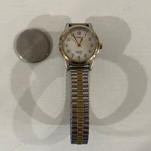 Broken Timex Two-Tone Silver and Gold Watch